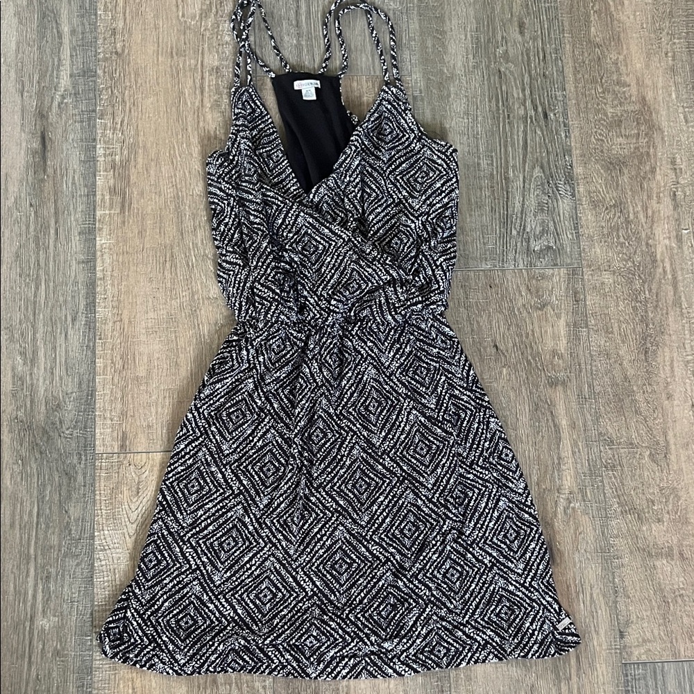Guess Black and White Geometric Mini Dress